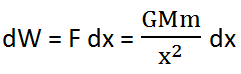 Work done to take body from x distance to dx distance 